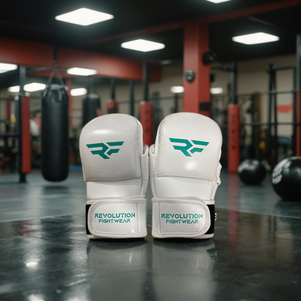 WHITE & MINT MMA SPARRING GLOVES